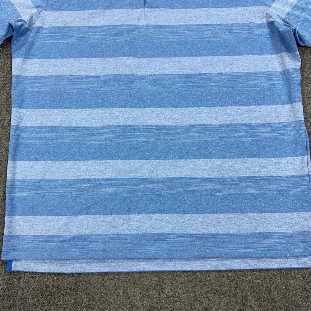 Johnnie-O Polo Shirt Mens XL Blue Striped Polyester Spandex Jersey Casual